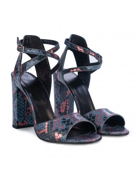 Sandale piele toc gros Quantum Bleumarin - The5thelement.ro