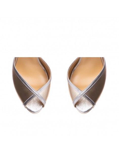 Sandale cu platforma piele naturala Auriu Destiny - The5thelement.ro