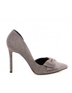 Pantofi stiletto piele naturala Gri Cut - The5thelement.ro