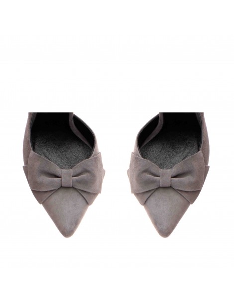 Pantofi stiletto piele naturala Gri Cut - The5thelement.ro