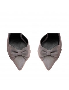 Pantofi stiletto piele naturala Gri Cut - The5thelement.ro