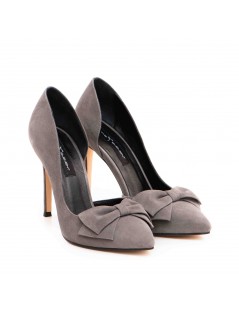 Pantofi stiletto piele naturala Gri Cut - The5thelement.ro