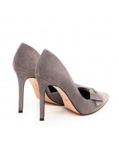Pantofi stiletto piele naturala Gri Cut - The5thelement.ro