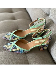 Pantofi cu toc gros piele Model sarpe Block Rihanna - The5thelement.ro