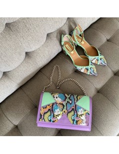 Pantofi cu toc gros piele Model sarpe Block Rihanna - The5thelement.ro