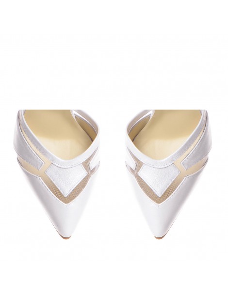 Pantofi mireasa piele naturala Alb Sofia - The5thelement.ro