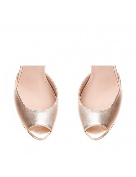 Sandale mireasa piele naturala Lady Like Auriu - The5thelement.ro