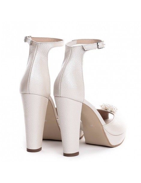 Sandale mireasa piele naturala The 70's Ivoire Pearls - The5thelement.ro