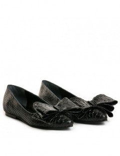 Balerini dama Piele Naturala Negru Bow - The5thelement.ro