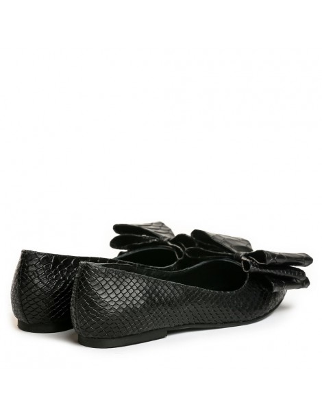 Balerini dama Piele Naturala Negru Bow - The5thelement.ro