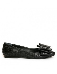 Balerini dama Piele Naturala Negru Bow - The5thelement.ro
