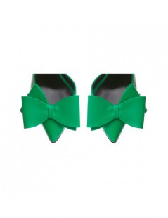 Pantofi cu toc gros piele Verde Cut cu funda - The5thelement.ro