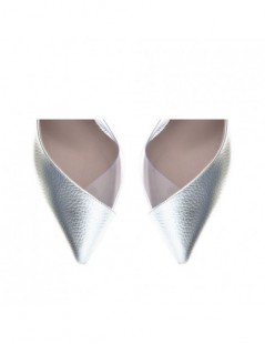 Pantofi mireasa piele naturala Argintiu Leila - The5thelement.ro