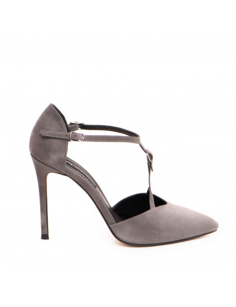 Pantofi stiletto piele naturala Gri Freya - The5thelement.ro