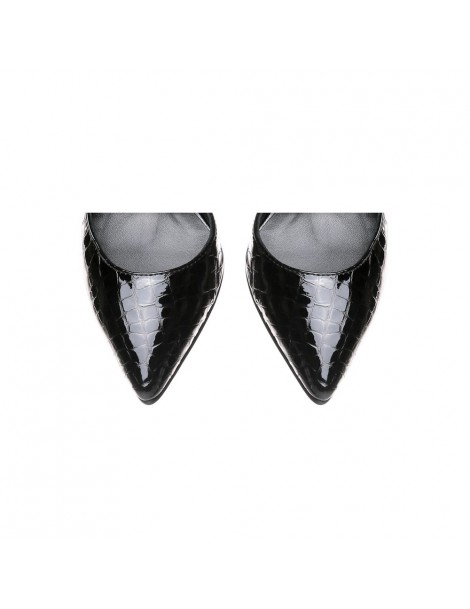 Pantofi stiletto piele naturala Negru Shine Cut - The5thelement.ro
