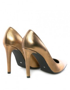 Pantofi stiletto piele naturala Auriu Bronze - The5thelement.ro