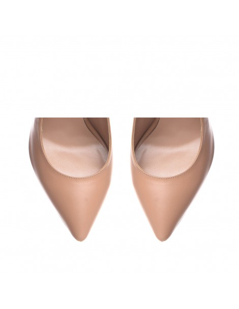 Pantofi stiletto piele naturala Bej - The5thelement.ro