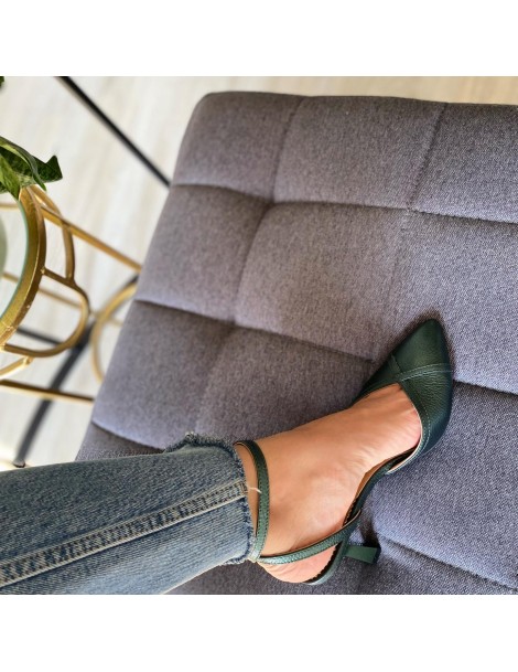 Pantofi stiletto piele naturala Verde Vivian - The5thelement.ro