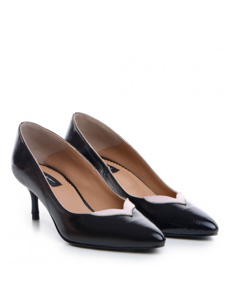Pantofi stiletto piele naturala Negru Birdie - The5thelement.ro
