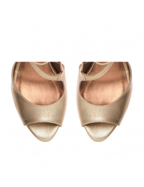 Sandale cu platforma piele naturala Bronz Isra - The5thelement.ro