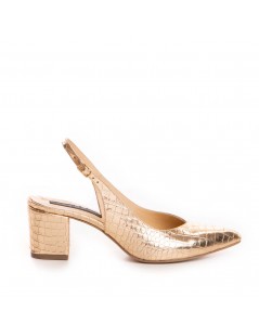 Pantofi cu toc gros piele Auriu Kate - The5thelement.ro