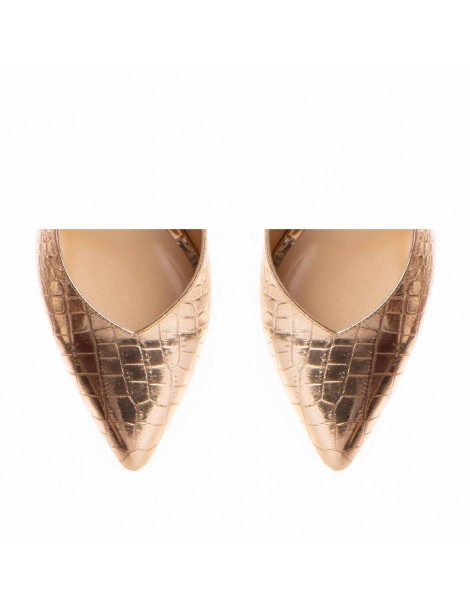 Pantofi cu toc gros piele Auriu Kate - The5thelement.ro
