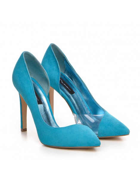 Pantofi stiletto piele naturala Turcoaz Leila - The5thelement.ro