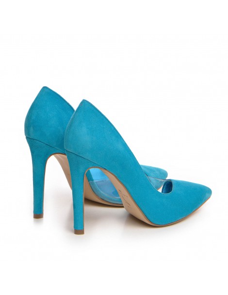 Pantofi stiletto piele naturala Turcoaz Leila - The5thelement.ro
