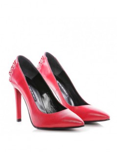 Pantofi stiletto piele naturala Rosu Boudoir - The5thelement.ro