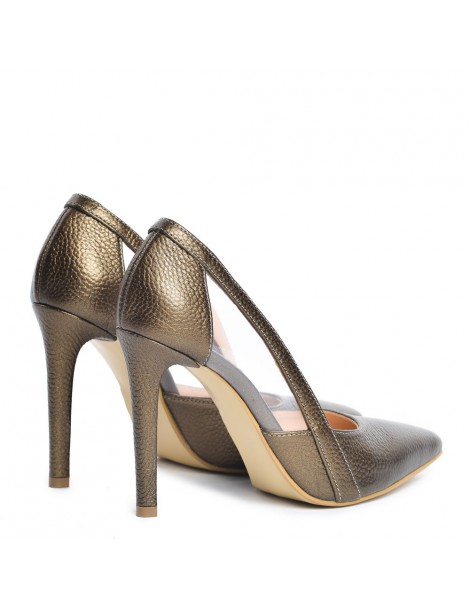 Pantofi stiletto piele naturala Maro Transparent - The5thelement.ro