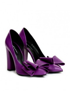 Pantofi Stiletto Piele Naturala Cut Mov bow - The5thelement.ro