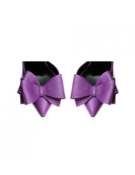 Pantofi Stiletto Piele Naturala Cut Mov bow - The5thelement.ro