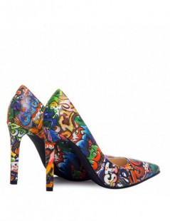 Pantofi Stiletto Piele Naturala Graffiti Ghetto - The5thelement.ro
