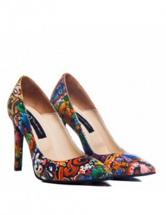 Pantofi Stiletto Piele Naturala Graffiti Ghetto - The5thelement.ro