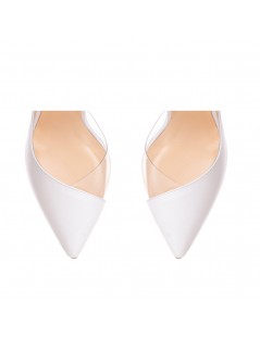 Pantofi stiletto piele naturala Alb Leila - The5thelement.ro