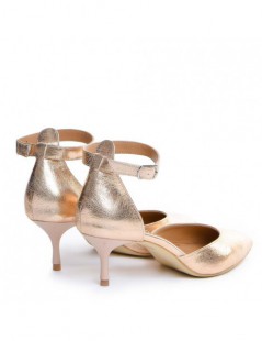 Pantofi stiletto piele naturala Auriu Rose Clara - The5thelement.ro