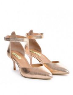 Pantofi stiletto piele naturala Auriu Rose Clara - The5thelement.ro