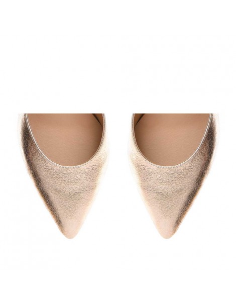 Pantofi stiletto piele naturala Auriu Rose Clara - The5thelement.ro