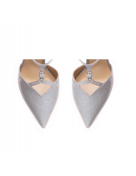 Pantofi stiletto piele naturala Argintiu Freya - The5thelement.ro
