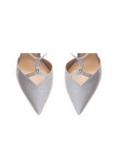 Pantofi stiletto piele naturala Argintiu Freya - The5thelement.ro