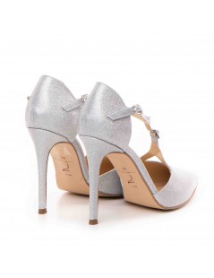 Pantofi stiletto piele naturala Argintiu Freya - The5thelement.ro
