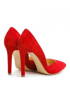 Pantofi stiletto piele naturala Rosu Velvet - The5thelement.ro
