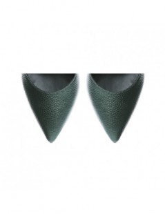 Pantofi stiletto piele naturala Verde Metallic Cut - The5thelement.ro