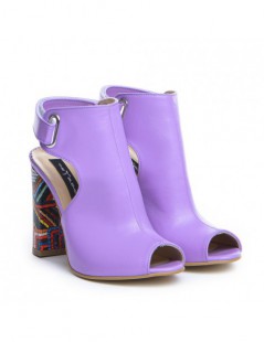 Sandale piele toc gros Single Strap Lila multicolor - The5thelement.ro