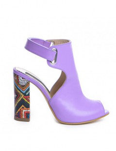 Sandale piele toc gros Single Strap Lila multicolor - The5thelement.ro