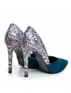 Pantofi stiletto piele naturala Bleumarin Aztec - The5thelement.ro