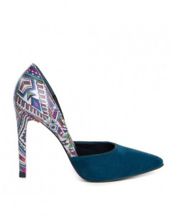Pantofi stiletto piele naturala Bleumarin Aztec - The5thelement.ro