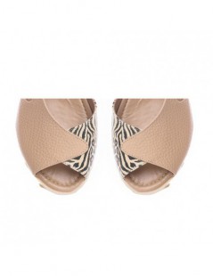 Sandale dama piele fara toc Cappuccino Romy - The5thelement.ro
