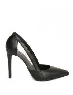 Pantofi stiletto piele naturala Negru Transparent - The5thelement.ro