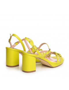 Sandale piele toc gros Galben Lime Alessia - The5thelement.ro